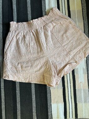 Abercrombie & Fitch Linen Elastic-Waist Peach Floral Shorts